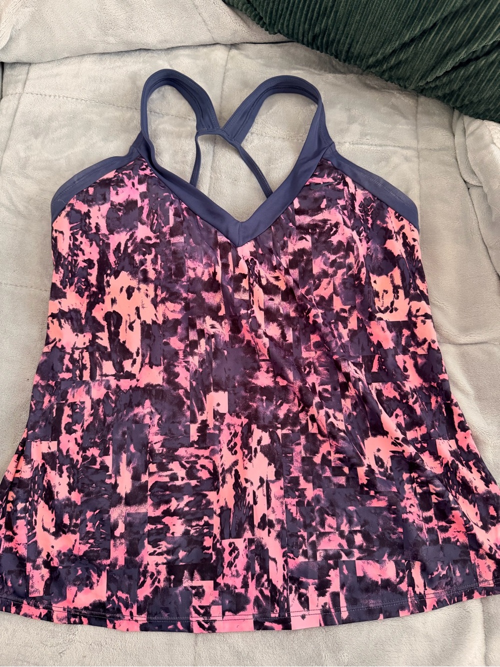 Nike Pink and Dark Purple Printed Tank Top
